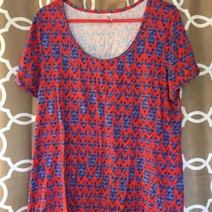 LuLaRoe Red and Blue Chevron Classic T
